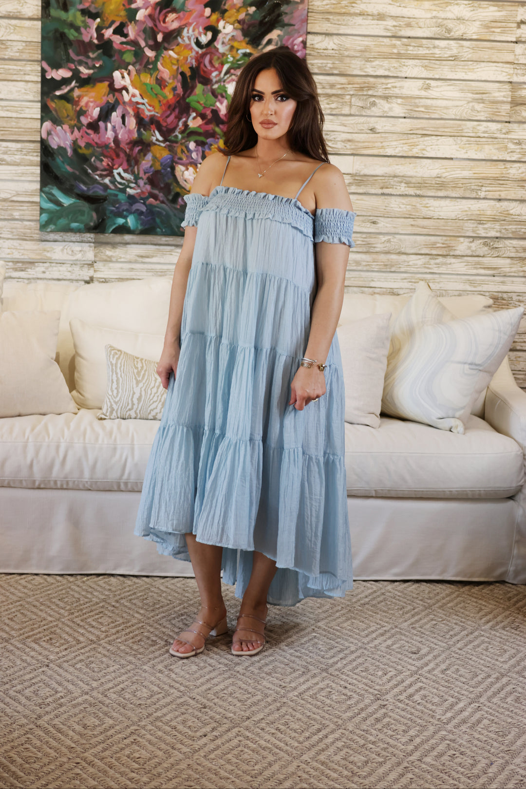 Ayla Off the Shoulder Maxi Dress-Maxi Dresses-mable-Shop with Bloom West Boutique, Women's Fashion Boutique, Located in Houma, Louisiana