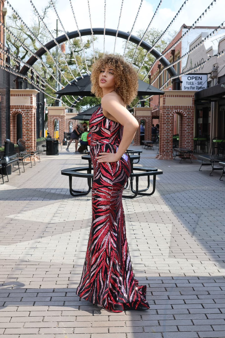 Kloe Strapless Sequin Printed Mermaid Gown-Formal Gowns-17 young dress-Shop with Bloom West Boutique, Women's Fashion Boutique, Located in Houma, Louisiana