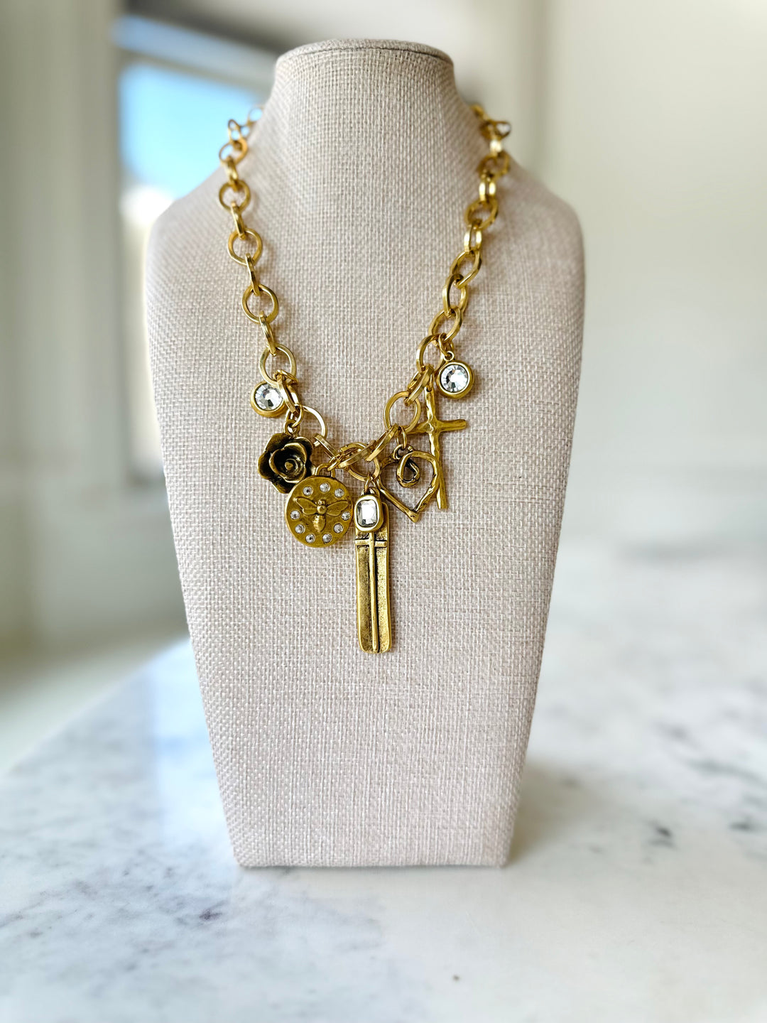 Gold Charm Necklace w/ Antique Gold Pendants-Necklaces-Lula n Lee-Shop with Bloom West Boutique, Women's Fashion Boutique, Located in Houma, Louisiana