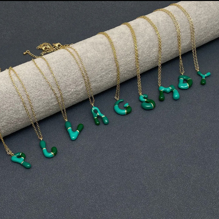 Bright Enamel Initial Bubble Charm Necklace-Necklaces-Mio Queens-Shop with Bloom West Boutique, Women's Fashion Boutique, Located in Houma, Louisiana