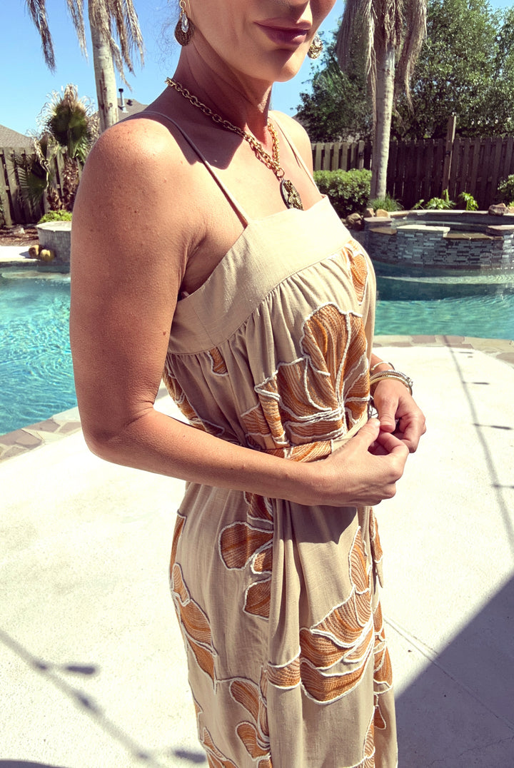 Endless Blu Embroidered Ember Jumpsuit-Jumpsuits-Endless Blu-Shop with Bloom West Boutique, Women's Fashion Boutique, Located in Houma, Louisiana
