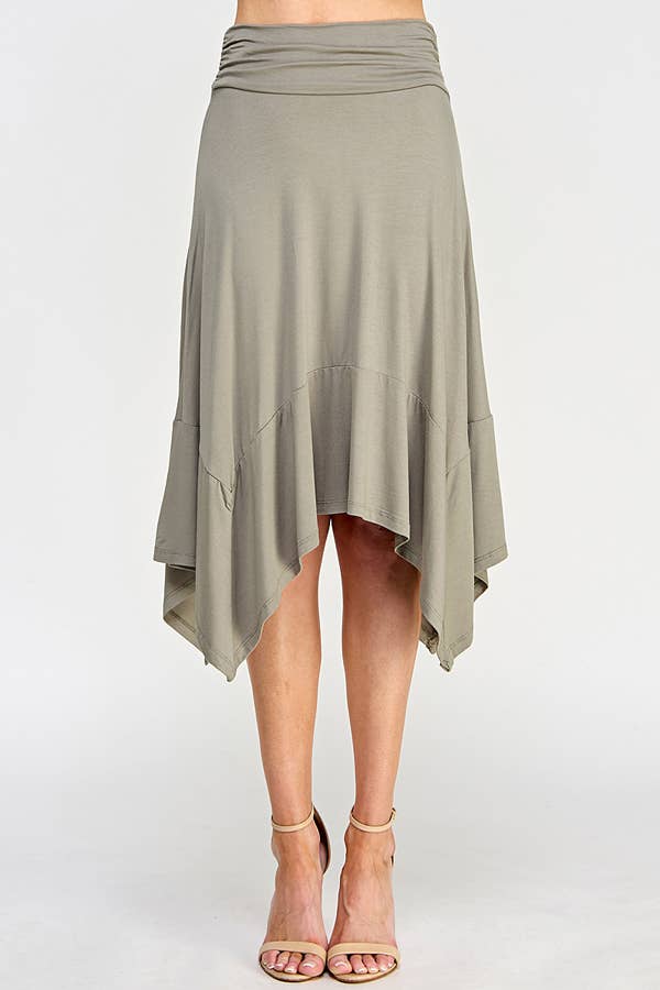 HANDKERCHIEF HEMLINE MIDI SKIRT-Skirts-Heart & Hips-Shop with Bloom West Boutique, Women's Fashion Boutique, Located in Houma, Louisiana