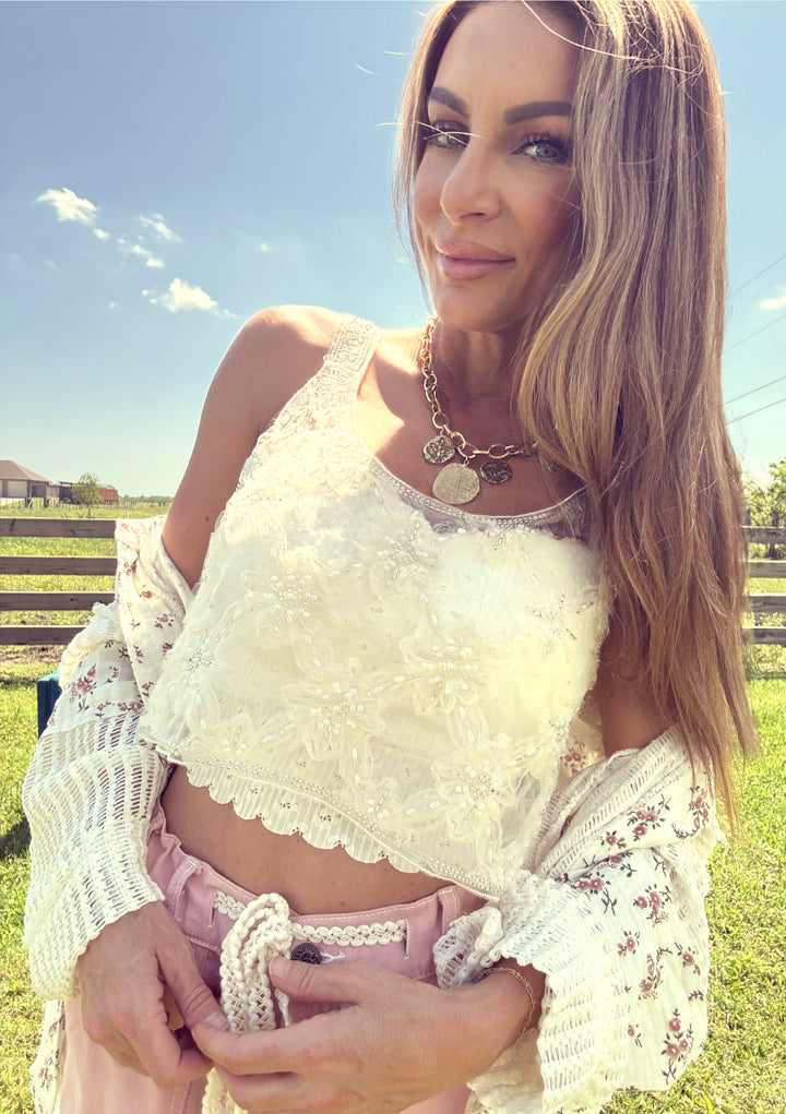 Dusk Pearl Crop-Tops-POL Clothing-Shop with Bloom West Boutique, Women's Fashion Boutique, Located in Houma, Louisiana
