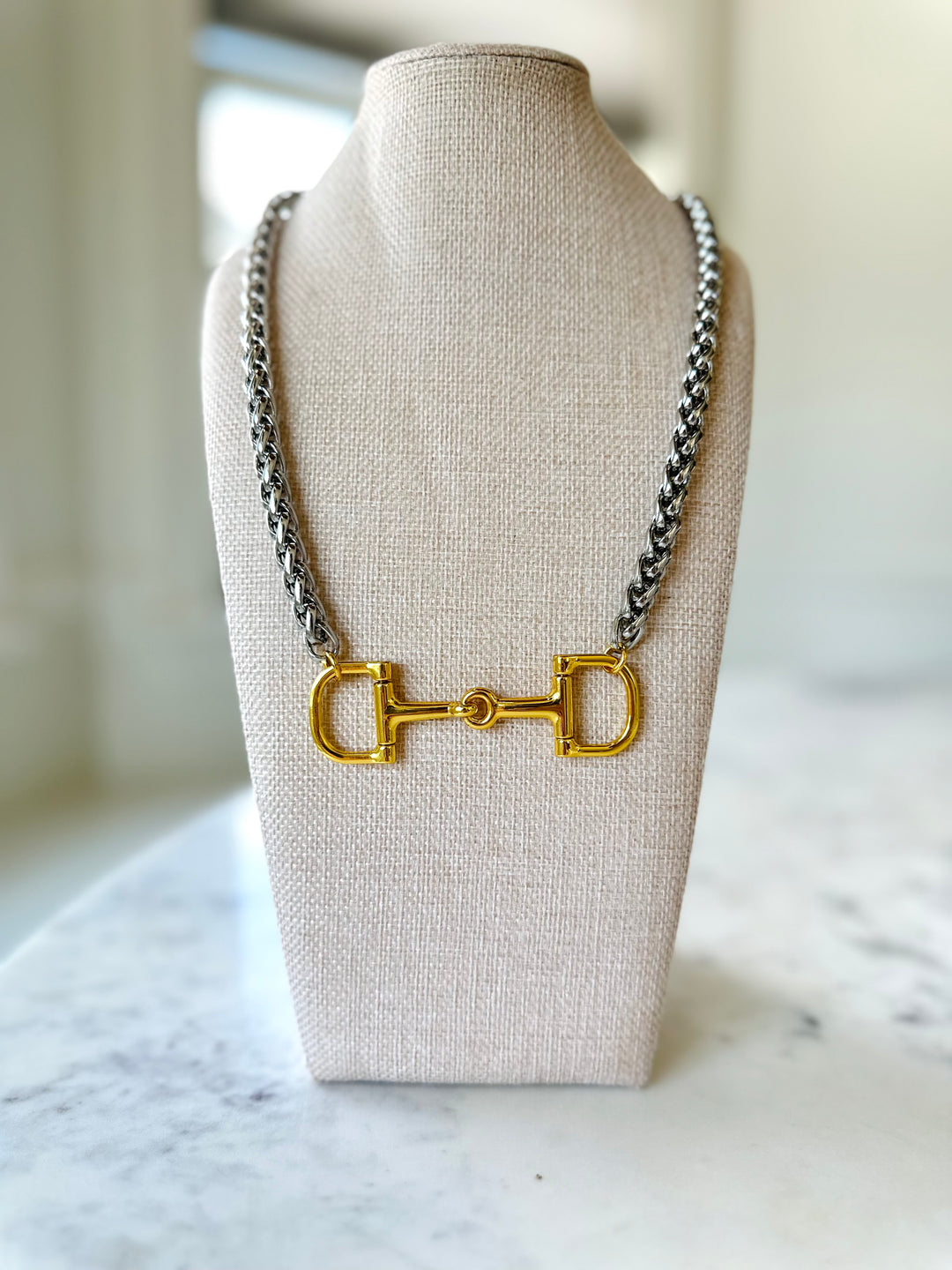 Erin Knight Large Gold Silver Thick Chain Horse Bit Necklace-Necklaces-Erin Knight Designs-Shop with Bloom West Boutique, Women's Fashion Boutique, Located in Houma, Louisiana
