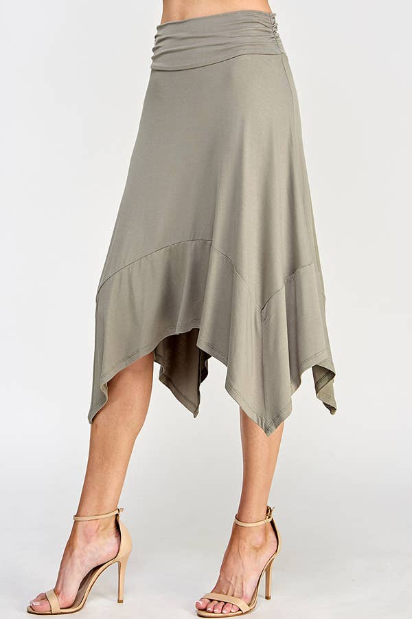 HANDKERCHIEF HEMLINE MIDI SKIRT-Skirts-Heart & Hips-Shop with Bloom West Boutique, Women's Fashion Boutique, Located in Houma, Louisiana