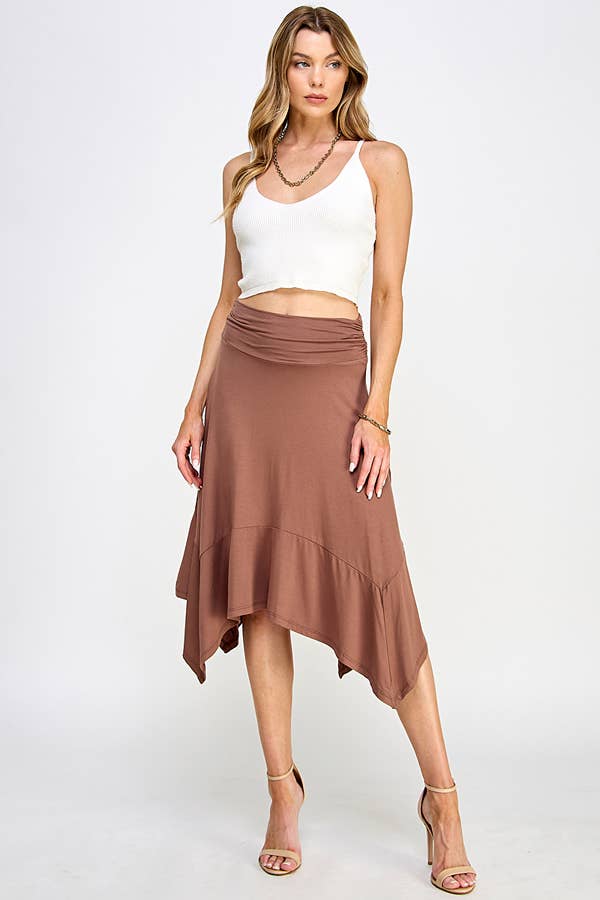 HANDKERCHIEF HEMLINE MIDI SKIRT-Skirts-Heart & Hips-Shop with Bloom West Boutique, Women's Fashion Boutique, Located in Houma, Louisiana