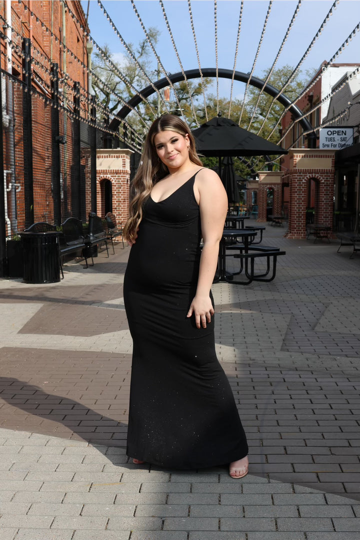 Avyanna Stretch Satin Glitter Open Back Dress-Formal Gowns-ladivine by cinderella-Shop with Bloom West Boutique, Women's Fashion Boutique, Located in Houma, Louisiana