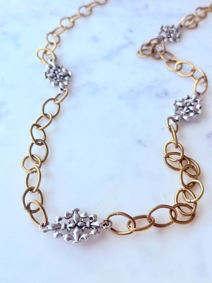 Erin Knight Mixed Metal Brooch Necklace-Necklaces-Erin Knight Designs-Shop with Bloom West Boutique, Women's Fashion Boutique, Located in Houma, Louisiana