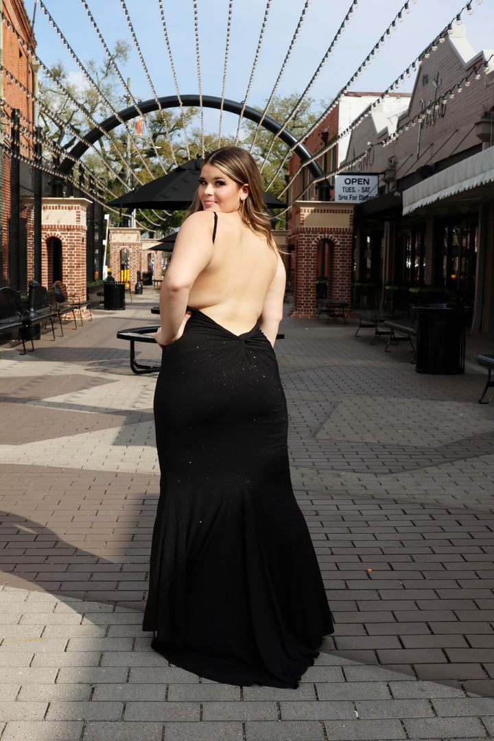 Avyanna Stretch Satin Glitter Open Back Dress-Formal Gowns-ladivine by cinderella-Shop with Bloom West Boutique, Women's Fashion Boutique, Located in Houma, Louisiana