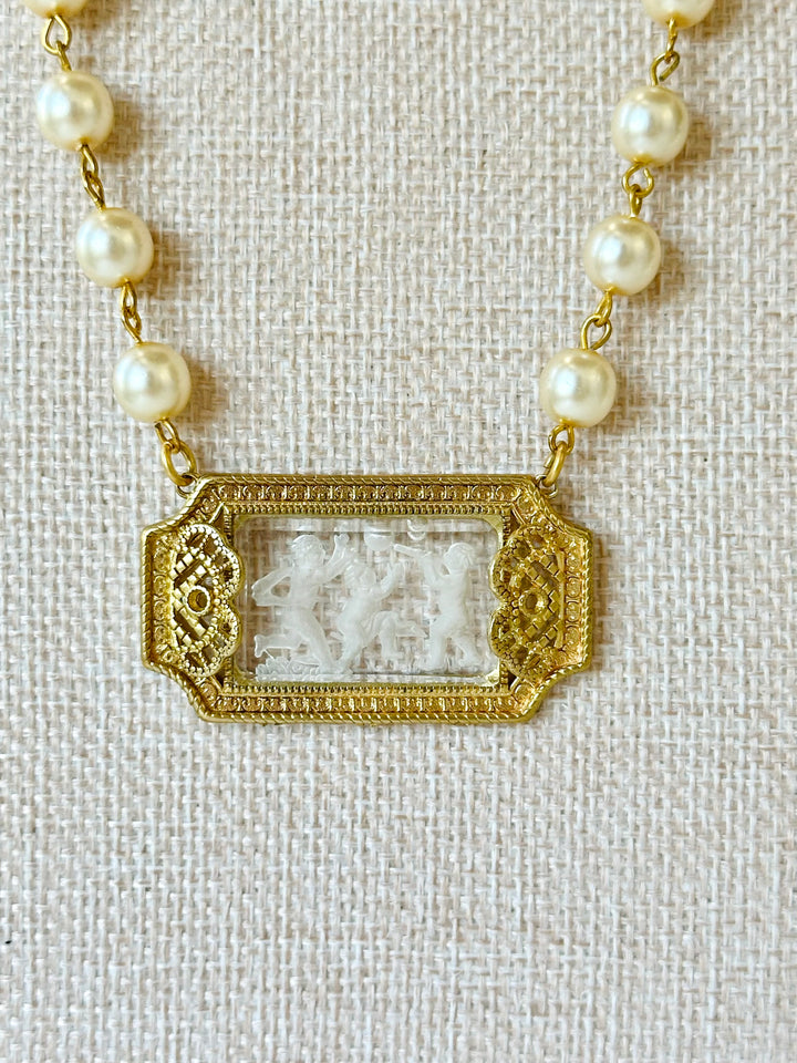 Erin Knight Design Vintage Glass Intaglio Pearl Necklace-Necklaces-Erin Knight Designs-Shop with Bloom West Boutique, Women's Fashion Boutique, Located in Houma, Louisiana