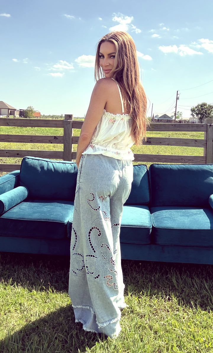 Lace & Light Blouse-Tops-POL Clothing-Shop with Bloom West Boutique, Women's Fashion Boutique, Located in Houma, Louisiana