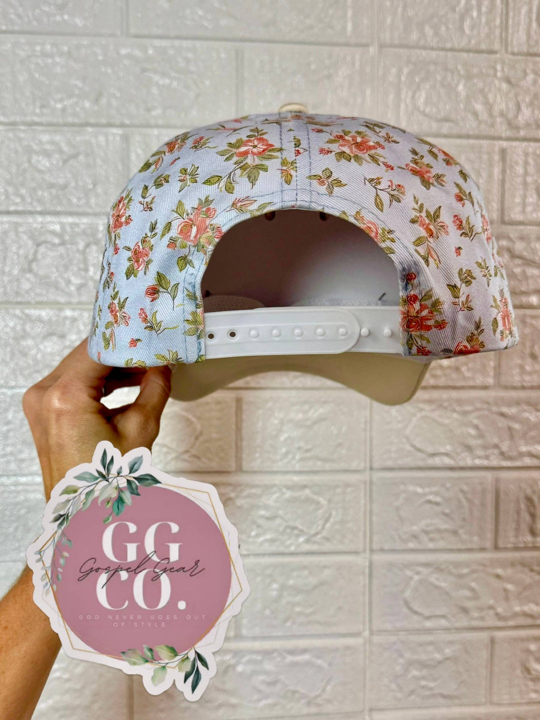 Floral YHWH Puff Embroidered Hat-Gospel Gear Co-Shop with Bloom West Boutique, Women's Fashion Boutique, Located in Houma, Louisiana