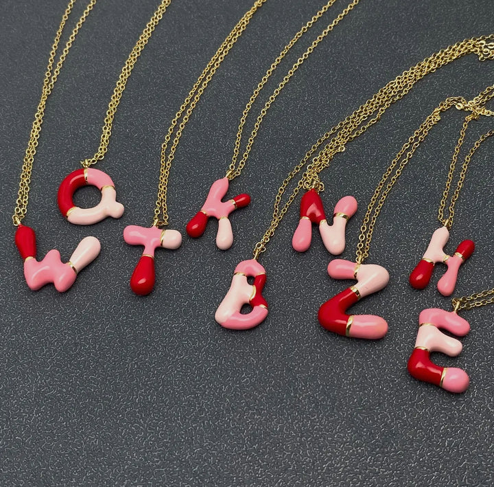 Bright Enamel Initial Bubble Charm Necklace-Necklaces-Mio Queens-Shop with Bloom West Boutique, Women's Fashion Boutique, Located in Houma, Louisiana
