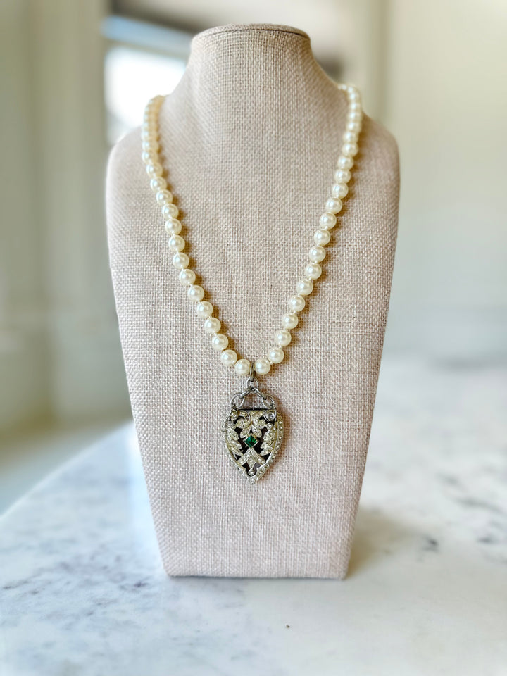 Erin Knight Vintage Pearls With Vintage Fur Clip Necklace-Necklaces-Erin Knight Designs-Shop with Bloom West Boutique, Women's Fashion Boutique, Located in Houma, Louisiana