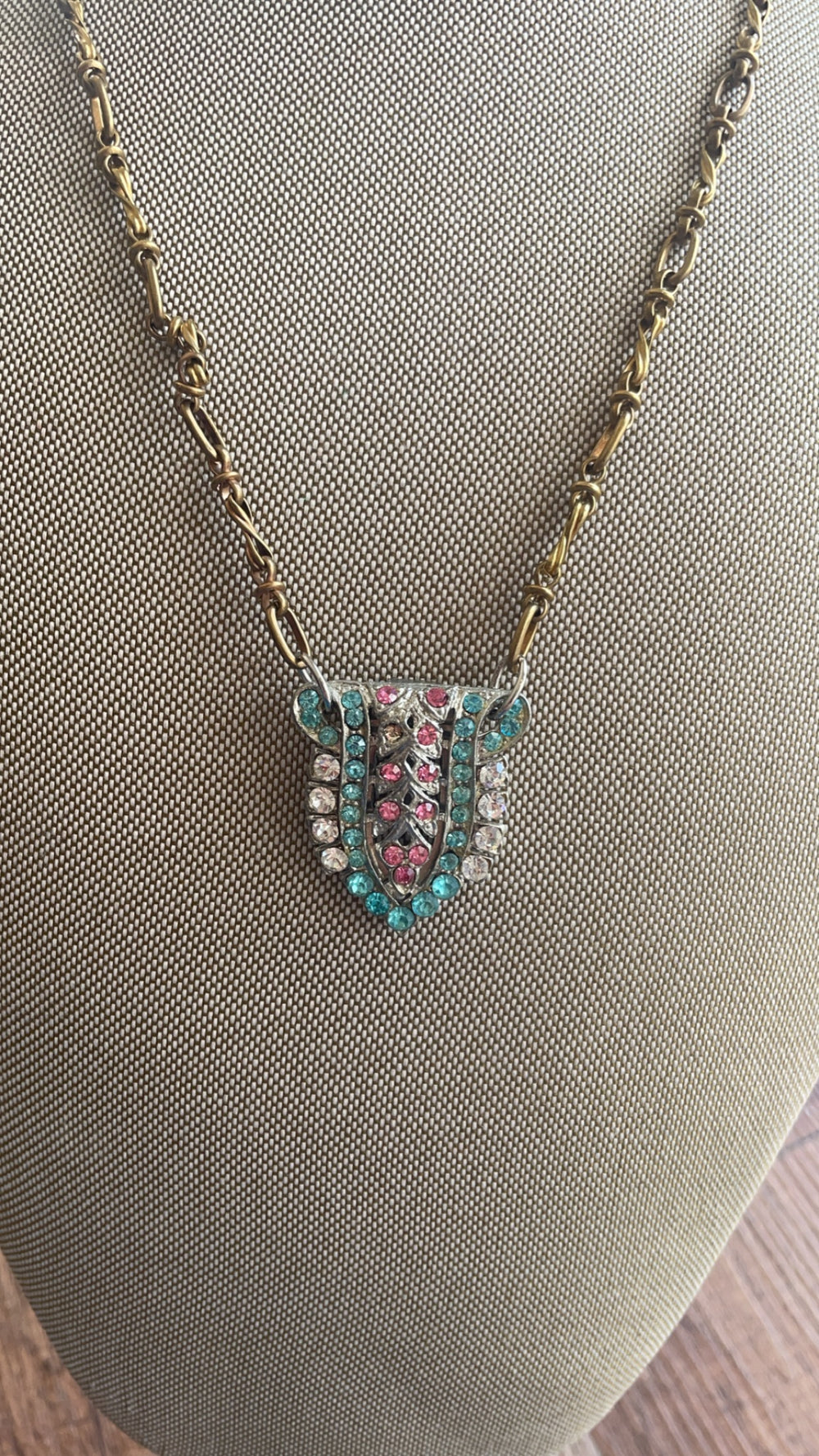Vintage Chain With Vintage Dress Clip Pendant-Necklaces-Erin Knight Designs-Shop with Bloom West Boutique, Women's Fashion Boutique, Located in Houma, Louisiana