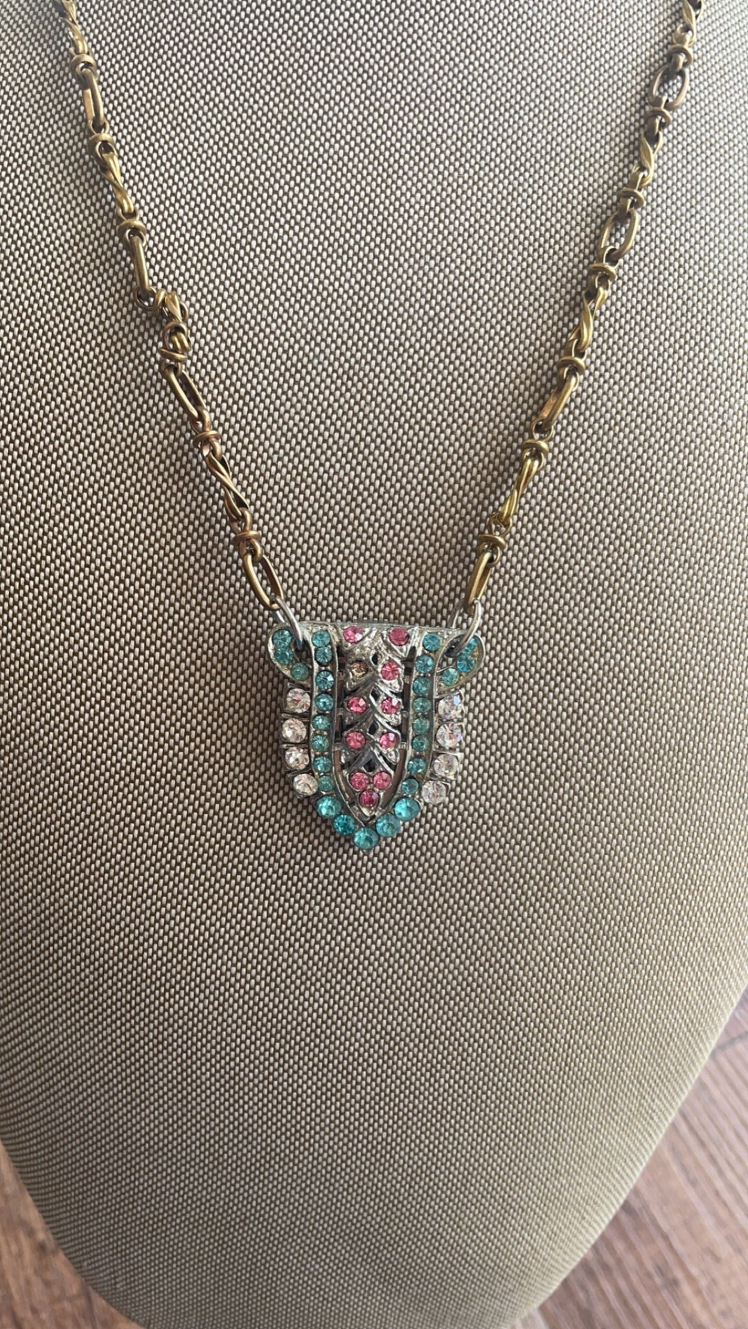 Vintage Chain With Vintage Dress Clip Pendant-Necklaces-Erin Knight Designs-Shop with Bloom West Boutique, Women's Fashion Boutique, Located in Houma, Louisiana