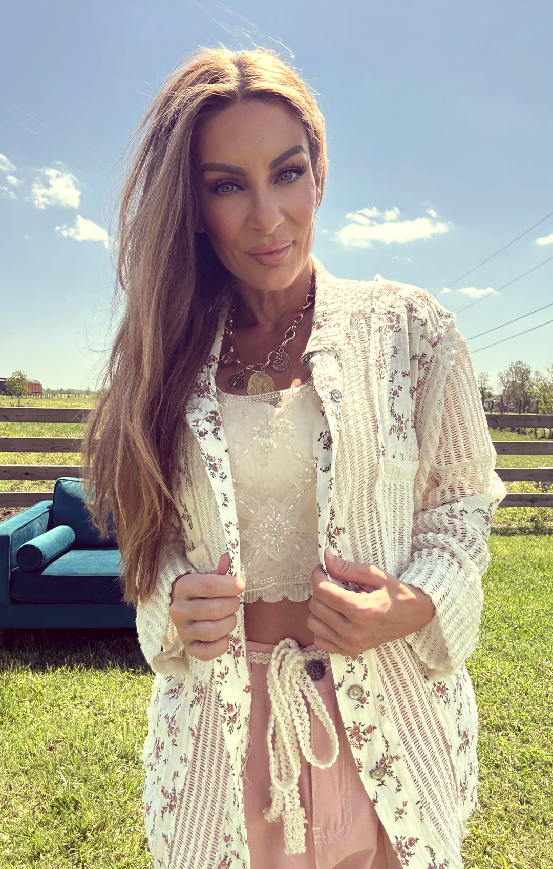 The Ditsy Darling Blouse-Tops-POL Clothing-Shop with Bloom West Boutique, Women's Fashion Boutique, Located in Houma, Louisiana