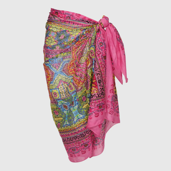 Geometric Beach Wrap Metallic Embroidered Sarong-Cover Ups-Dalfiya-Shop with Bloom West Boutique, Women's Fashion Boutique, Located in Houma, Louisiana