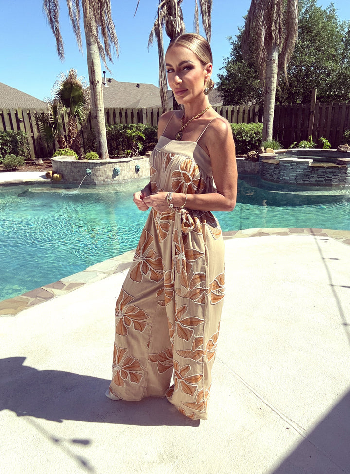 Endless Blu Embroidered Ember Jumpsuit-Jumpsuits-Endless Blu-Shop with Bloom West Boutique, Women's Fashion Boutique, Located in Houma, Louisiana