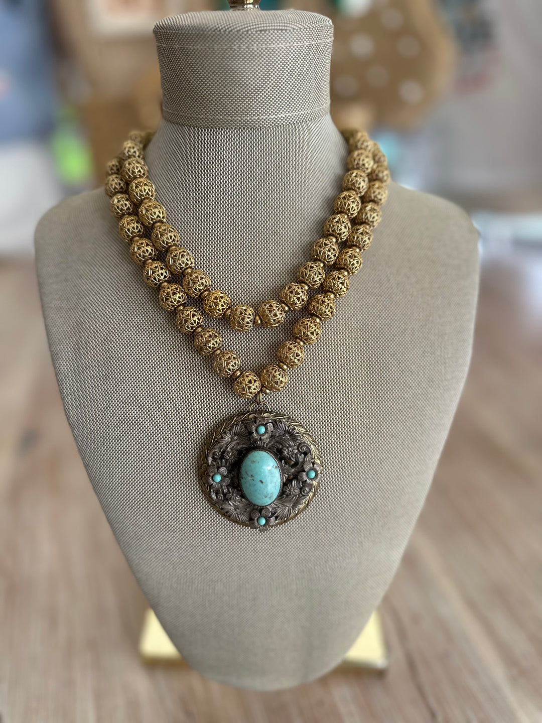 Victorian Pin Pendant With Vintage Necklace-Necklaces-Erin Knight Designs-Shop with Bloom West Boutique, Women's Fashion Boutique, Located in Houma, Louisiana