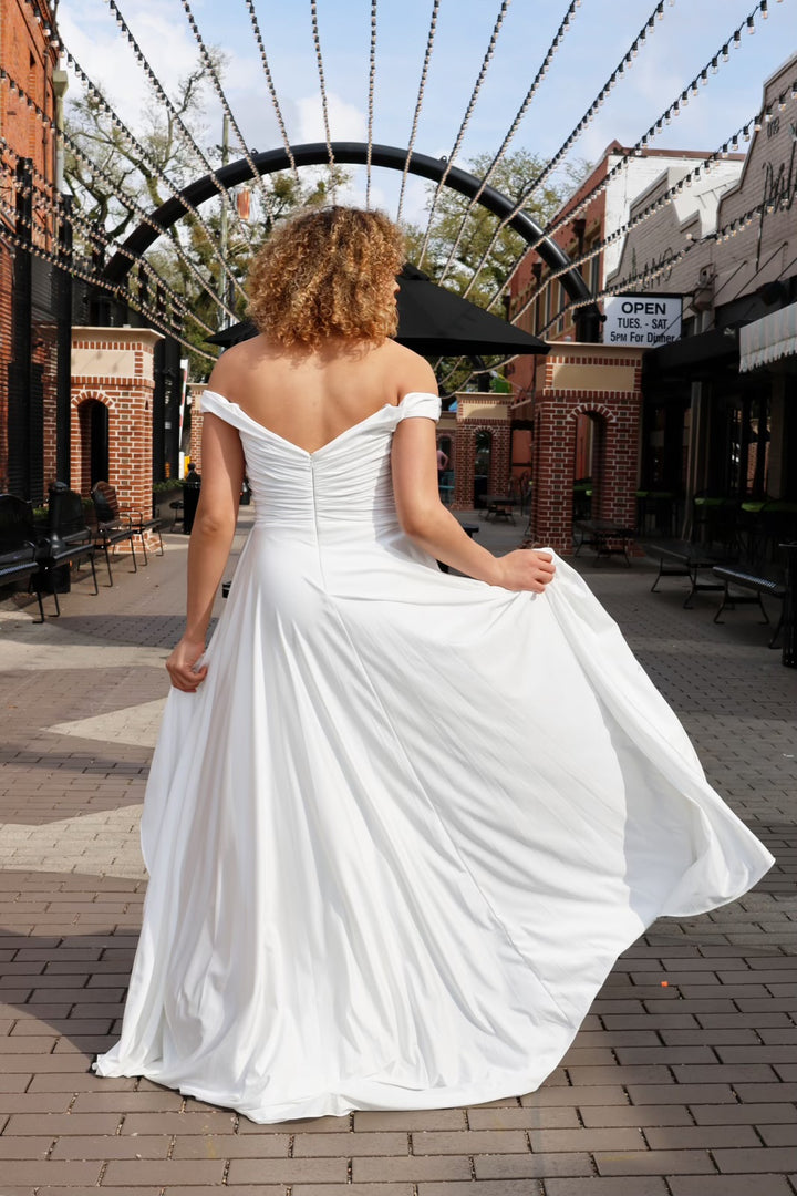 Ballentine Draped Off The Shoulder Bridal Gown-Formal Gowns-ladivine by cinderella-Shop with Bloom West Boutique, Women's Fashion Boutique, Located in Houma, Louisiana