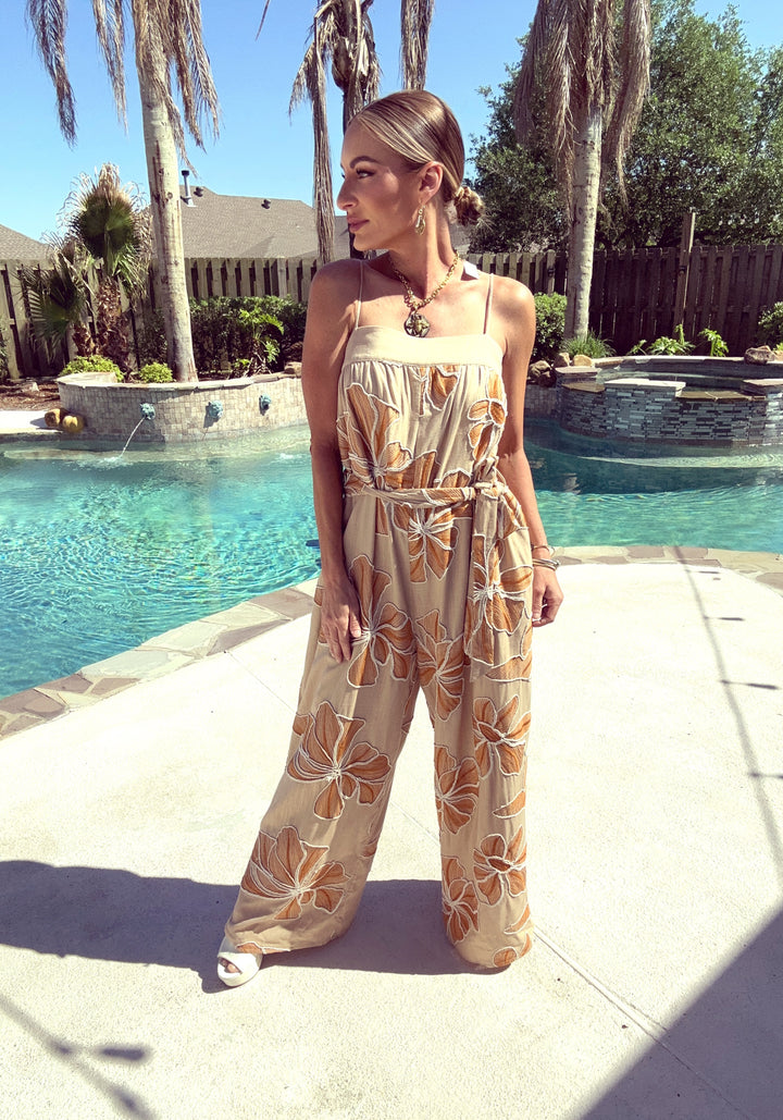 Endless Blu Embroidered Ember Jumpsuit-Jumpsuits-Endless Blu-Shop with Bloom West Boutique, Women's Fashion Boutique, Located in Houma, Louisiana