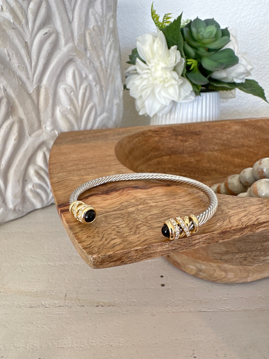 DY Silver and Gold wrapped bracelet-Accessories-Bloom West Boutique-Shop with Bloom West Boutique, Women's Fashion Boutique, Located in Houma, Louisiana