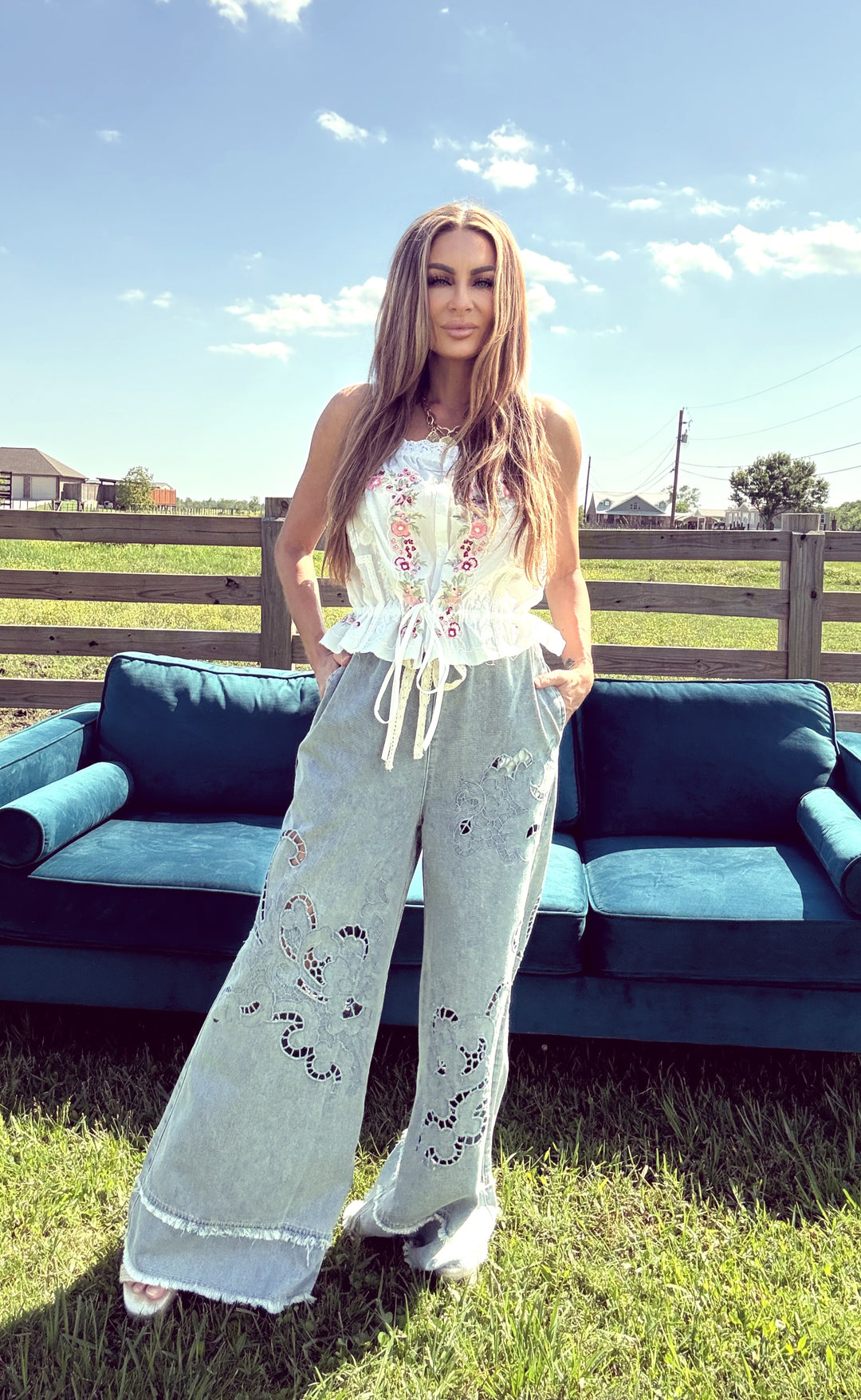 Lace & Light Blouse-Tops-POL Clothing-Shop with Bloom West Boutique, Women's Fashion Boutique, Located in Houma, Louisiana