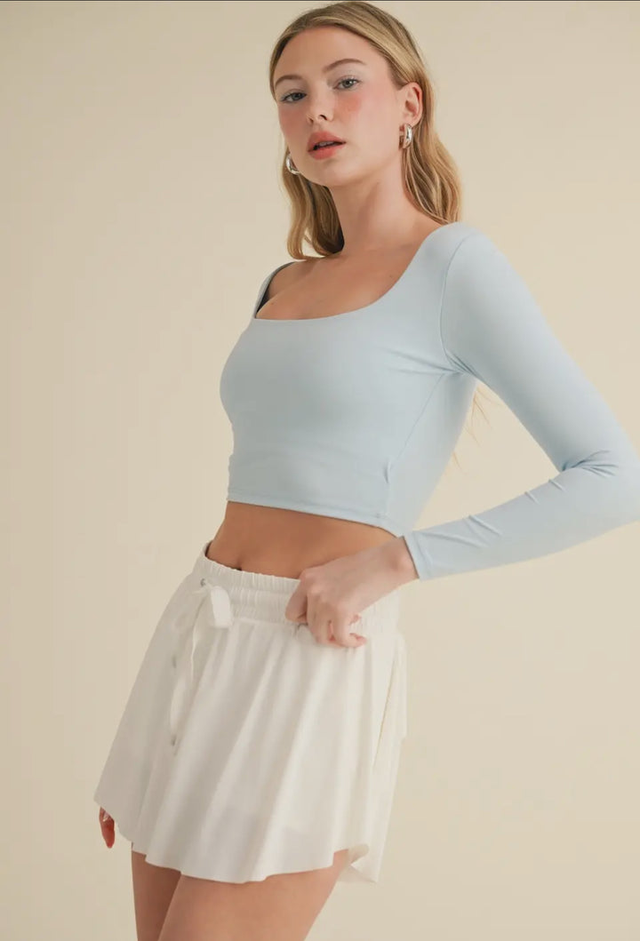 Kris Jersey Long Sleeve Top-Cropped tee-KIMBERLY-Shop with Bloom West Boutique, Women's Fashion Boutique, Located in Houma, Louisiana