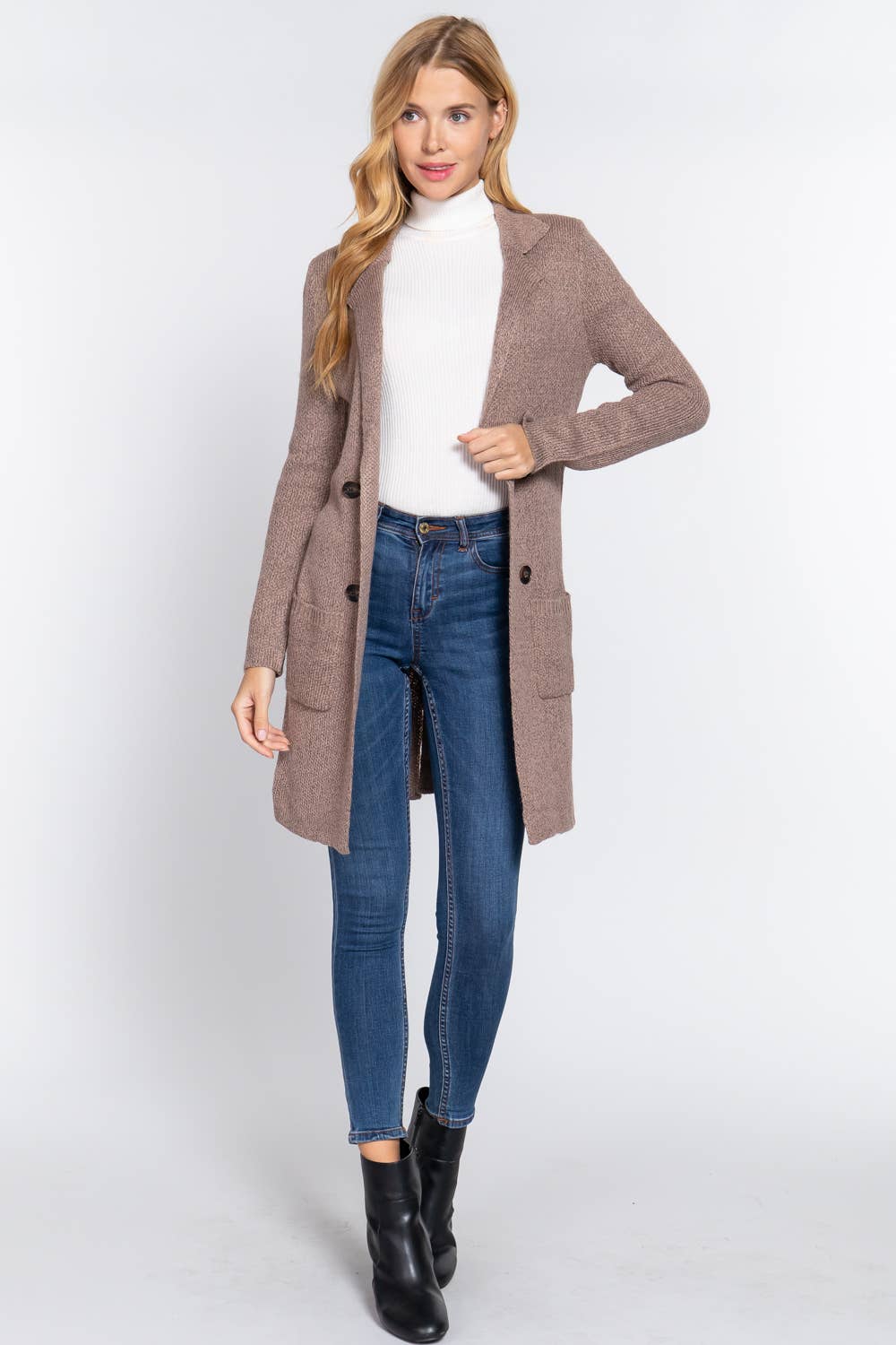 Knit Collar Sweater Jacket-Active Basic | Active USA-Shop with Bloom West Boutique, Women's Fashion Boutique, Located in Houma, Louisiana