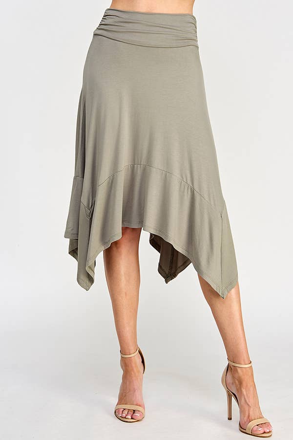 HANDKERCHIEF HEMLINE MIDI SKIRT-Skirts-Heart & Hips-Shop with Bloom West Boutique, Women's Fashion Boutique, Located in Houma, Louisiana