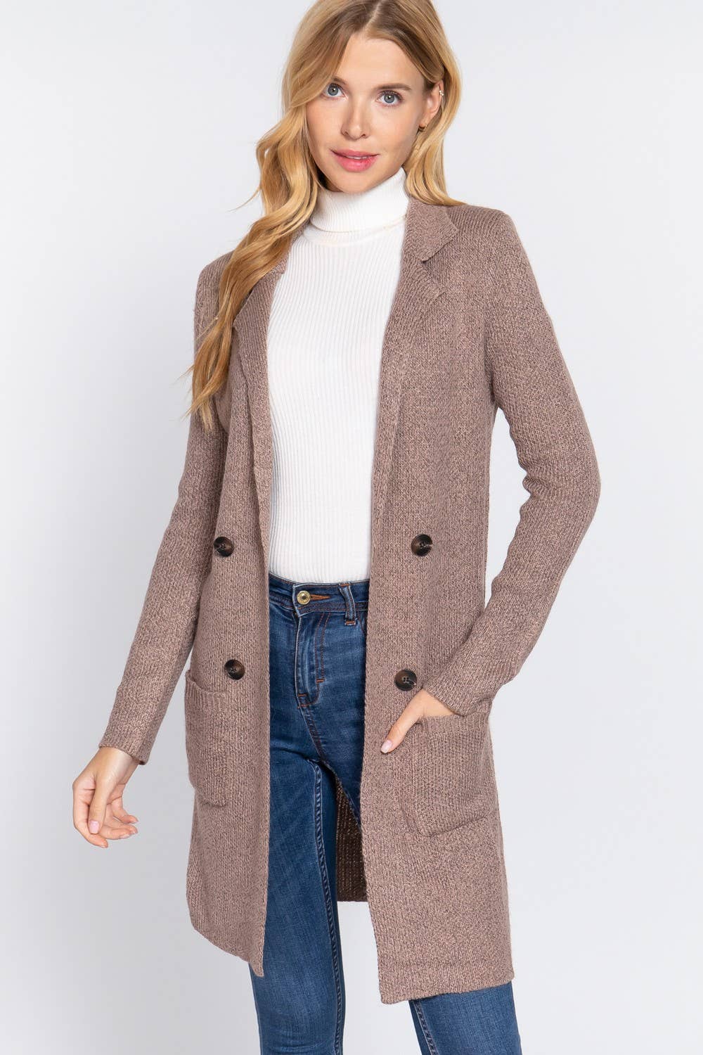 Knit Collar Sweater Jacket-Active Basic | Active USA-Shop with Bloom West Boutique, Women's Fashion Boutique, Located in Houma, Louisiana