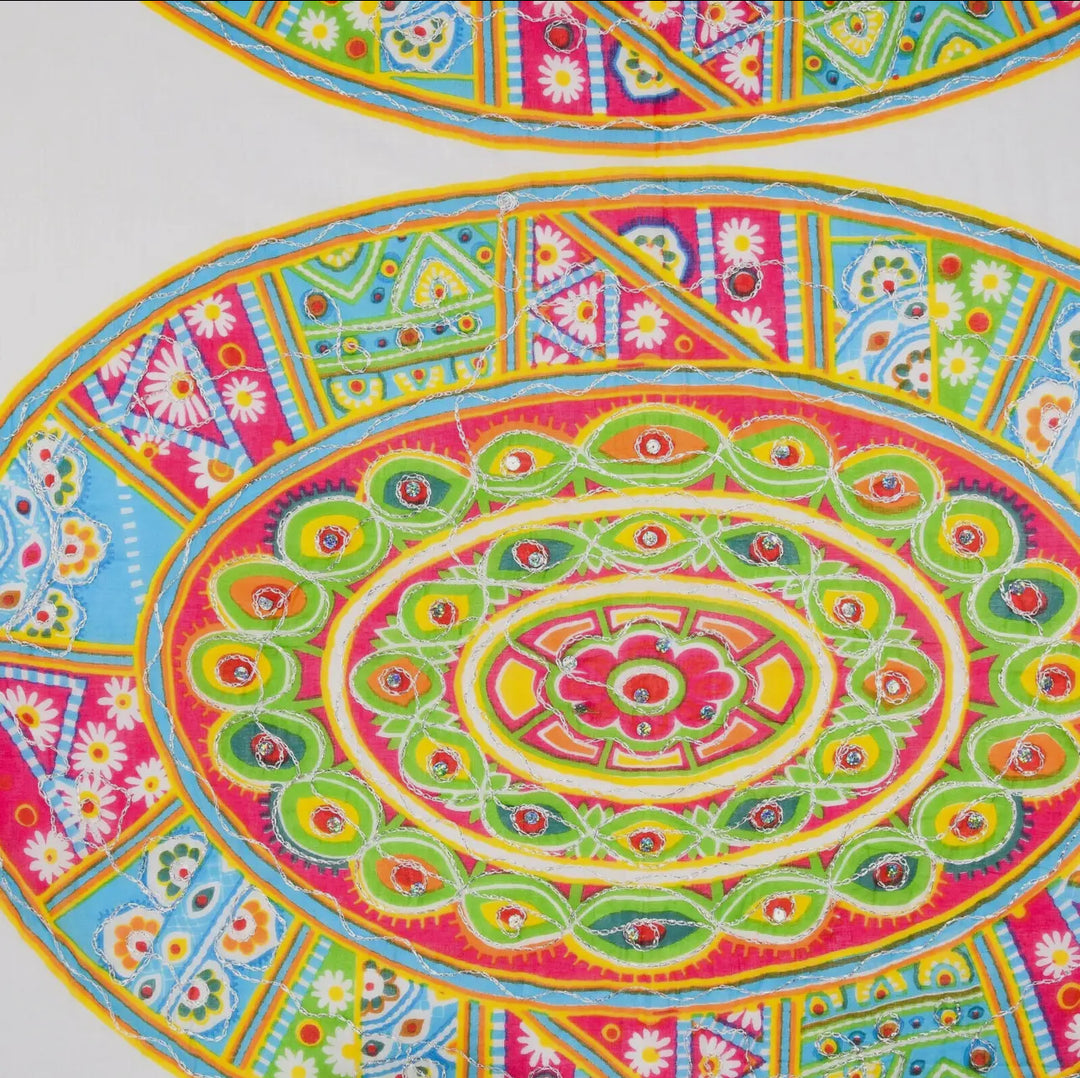 Mandala Embroidered Cotton Sarong Bikini Cover Up-Swimsuits-Dalfiya-Shop with Bloom West Boutique, Women's Fashion Boutique, Located in Houma, Louisiana