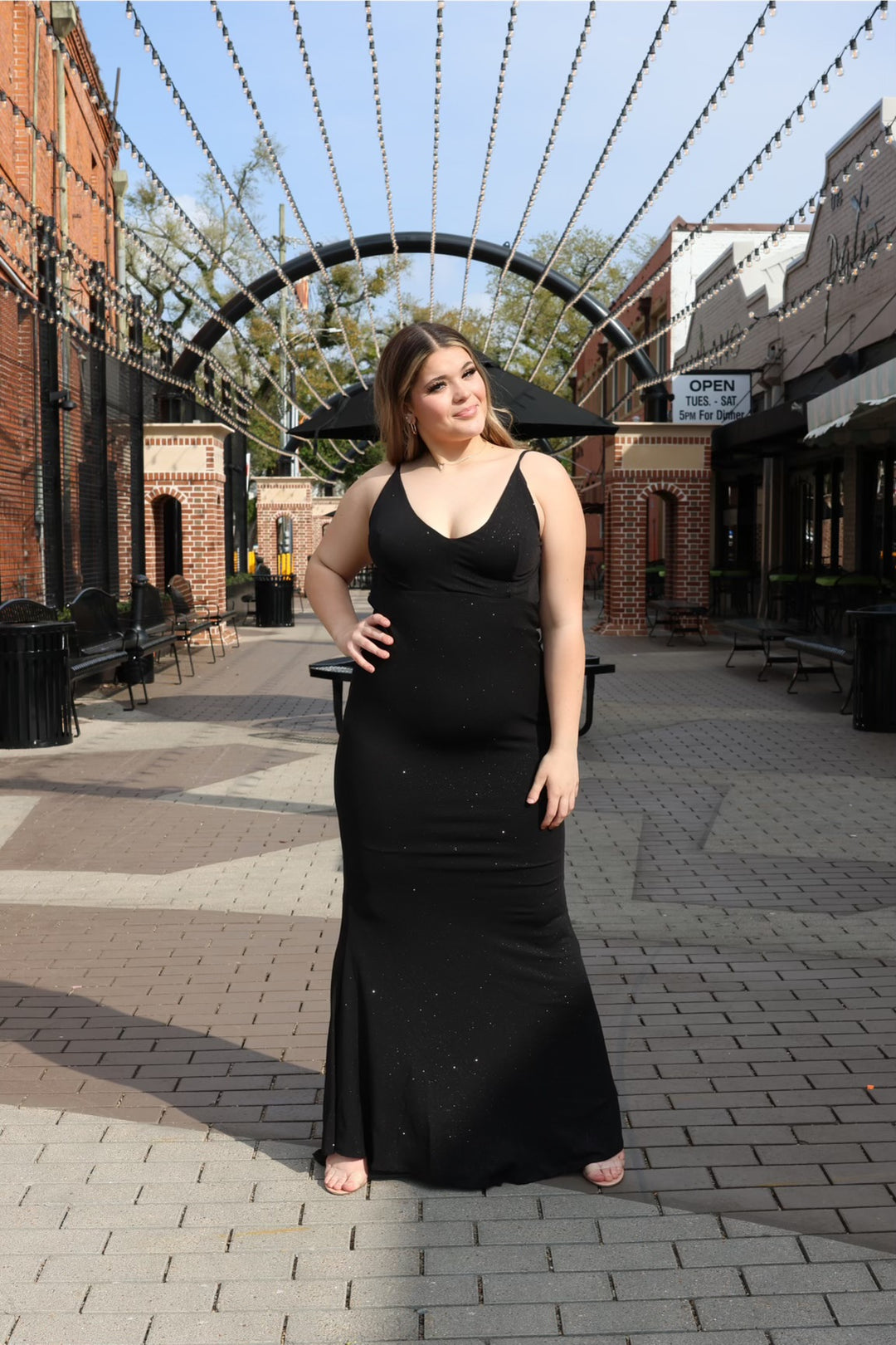 Avyanna Stretch Satin Glitter Open Back Dress-Formal Gowns-ladivine by cinderella-Shop with Bloom West Boutique, Women's Fashion Boutique, Located in Houma, Louisiana