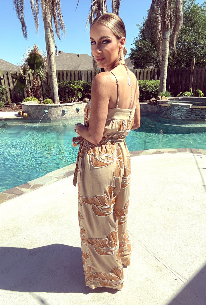 Endless Blu Embroidered Ember Jumpsuit-Jumpsuits-Endless Blu-Shop with Bloom West Boutique, Women's Fashion Boutique, Located in Houma, Louisiana