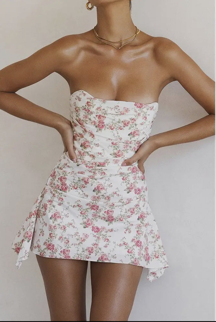 Laura Corset Floral Mini Dress-Mini Dresses-Hidden Brand-Shop with Bloom West Boutique, Women's Fashion Boutique, Located in Houma, Louisiana