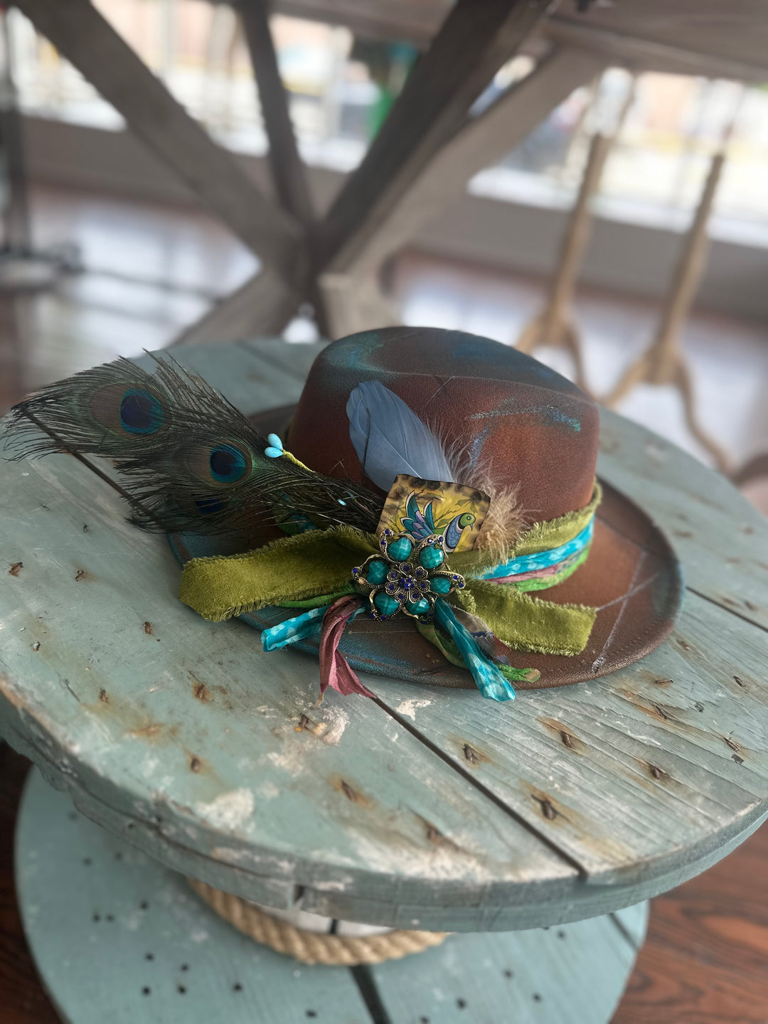 The Peacock Hat-Hats-Accessory Concierge-Shop with Bloom West Boutique, Women's Fashion Boutique, Located in Houma, Louisiana