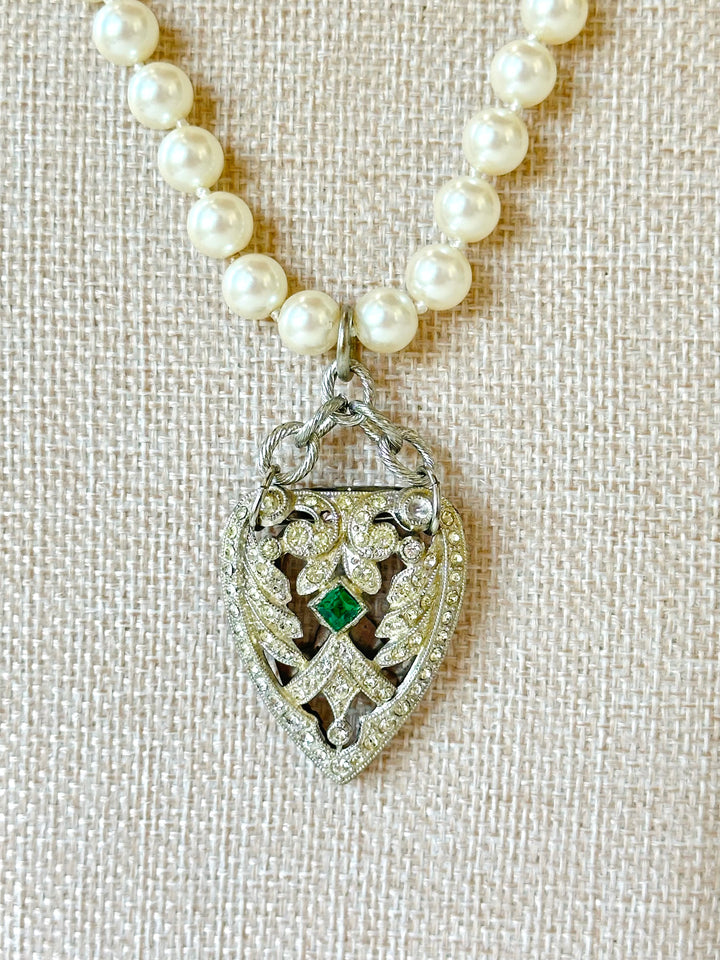 Erin Knight Vintage Pearls With Vintage Fur Clip Necklace-Necklaces-Erin Knight Designs-Shop with Bloom West Boutique, Women's Fashion Boutique, Located in Houma, Louisiana