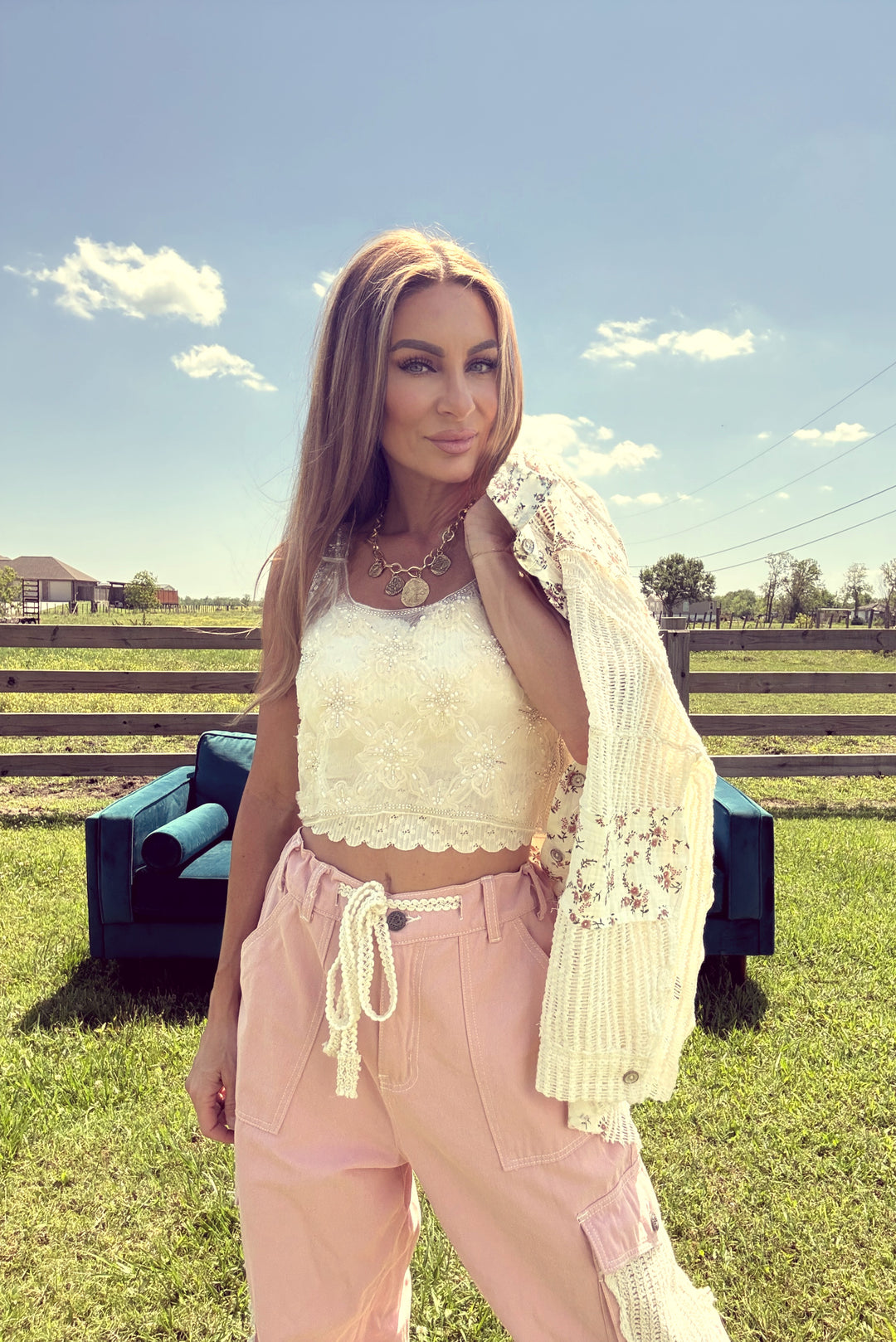 Dusk Pearl Crop-Tops-POL Clothing-Shop with Bloom West Boutique, Women's Fashion Boutique, Located in Houma, Louisiana