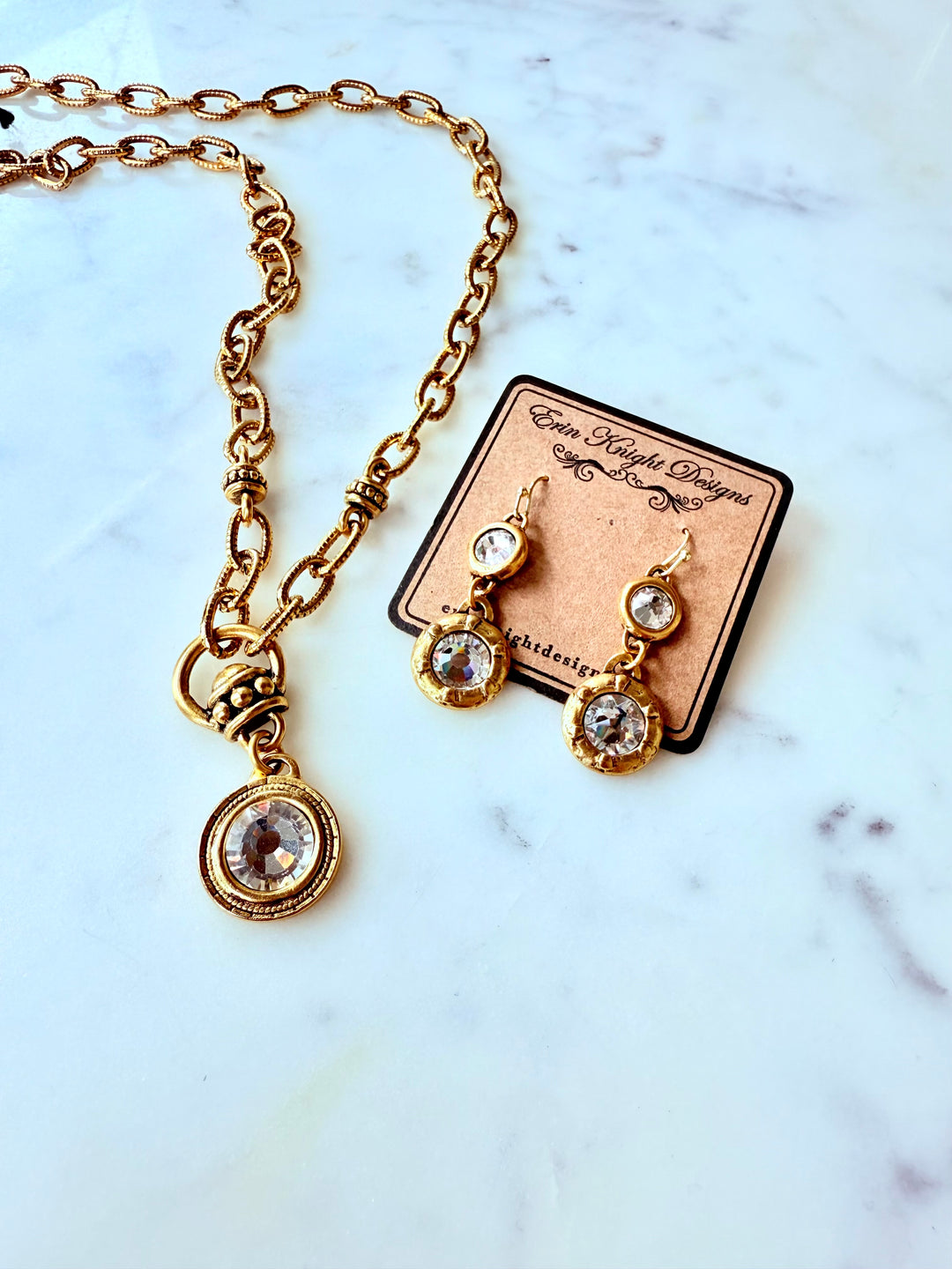 Erin Knight Gold Plated Swarovski Crystal Earrings-Earrings-Erin Knight Designs-Shop with Bloom West Boutique, Women's Fashion Boutique, Located in Houma, Louisiana