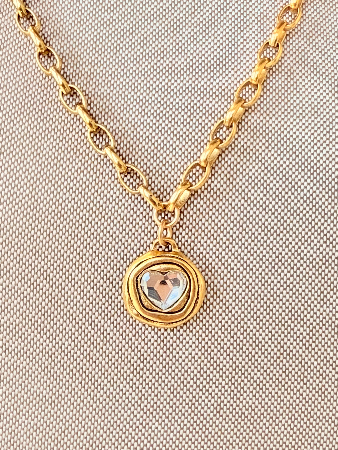 Erin Knight Gold Necklace w Swarovski Crystal Heart-Necklaces-Erin Knight Designs-Shop with Bloom West Boutique, Women's Fashion Boutique, Located in Houma, Louisiana