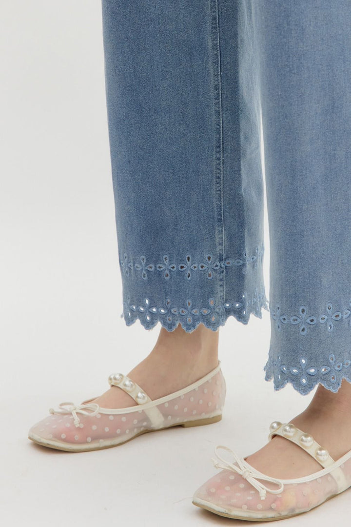 Ethereal Eyelet Denim Jeans-Jeans-entro-Shop with Bloom West Boutique, Women's Fashion Boutique, Located in Houma, Louisiana