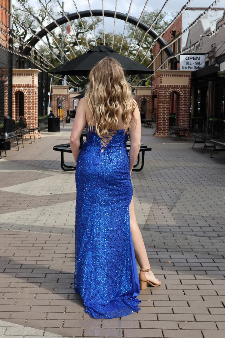 Carmella Fitted A-Symetrical Sequin Gown-Formal Gowns-cinderella by divine-Shop with Bloom West Boutique, Women's Fashion Boutique, Located in Houma, Louisiana