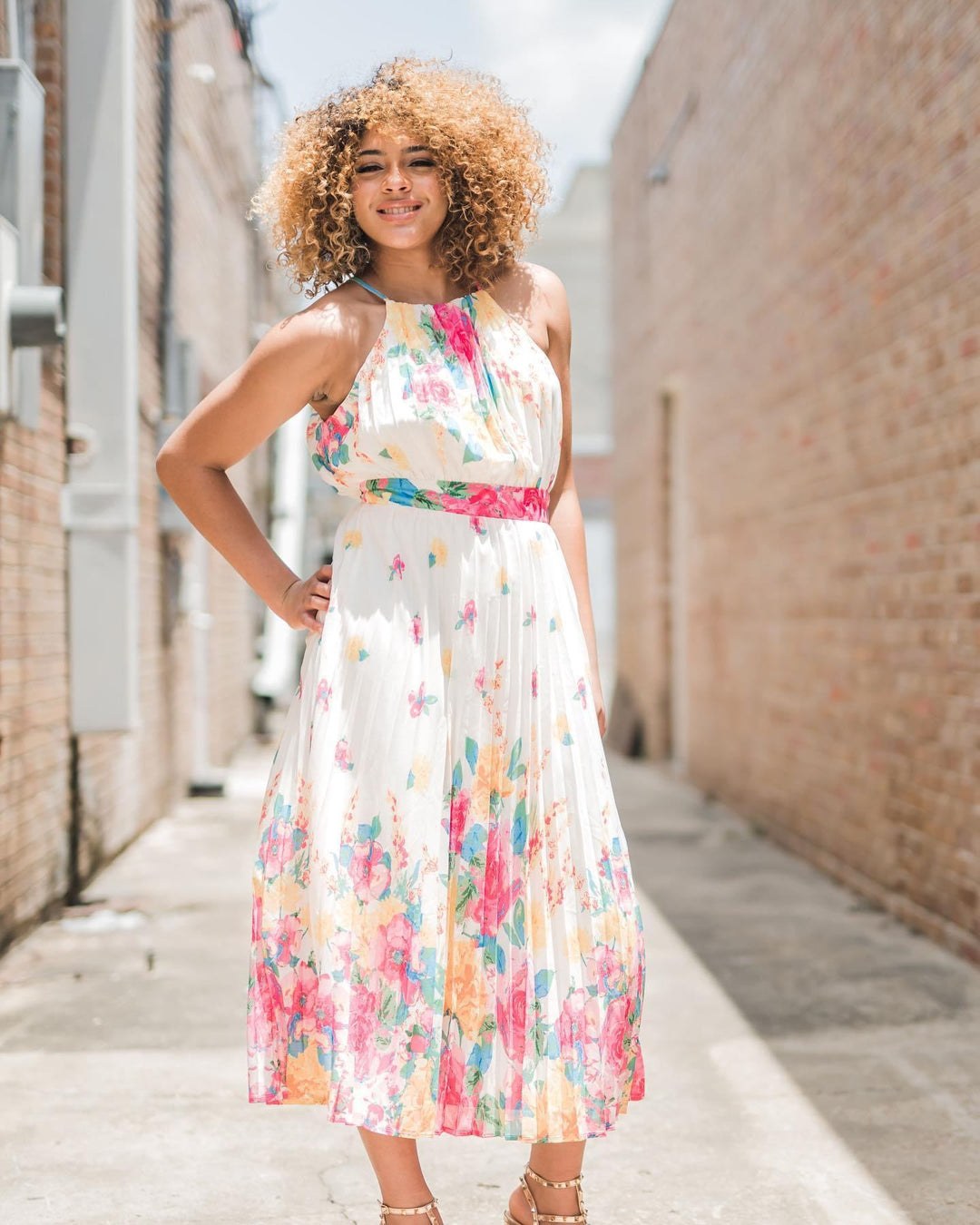 Hadley Printed Floral Midi Dress-Midi Dresses-Bloom West Boutique-Shop with Bloom West Boutique, Women's Fashion Boutique, Located in Houma, Louisiana