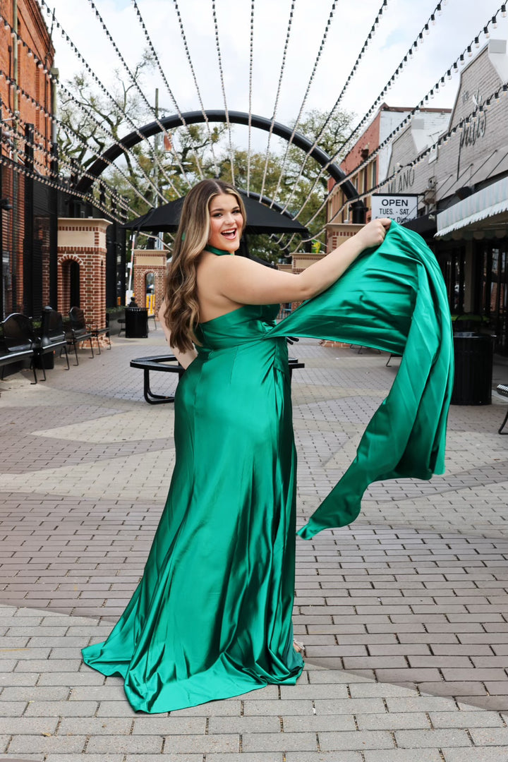 Kailey Halter Satin Gown-Formal Gowns-17 young dress-Shop with Bloom West Boutique, Women's Fashion Boutique, Located in Houma, Louisiana