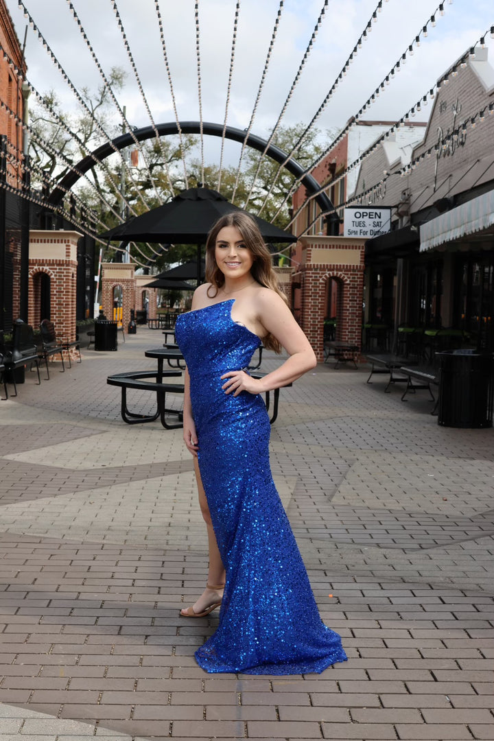 Carmella Fitted A-Symetrical Sequin Gown-Formal Gowns-cinderella by divine-Shop with Bloom West Boutique, Women's Fashion Boutique, Located in Houma, Louisiana