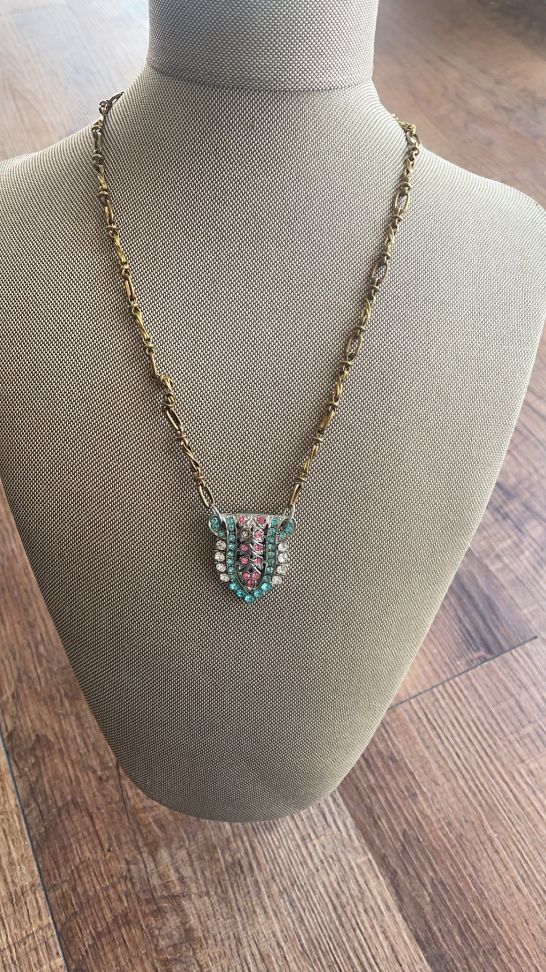Vintage Chain With Vintage Dress Clip Pendant-Necklaces-Erin Knight Designs-Shop with Bloom West Boutique, Women's Fashion Boutique, Located in Houma, Louisiana