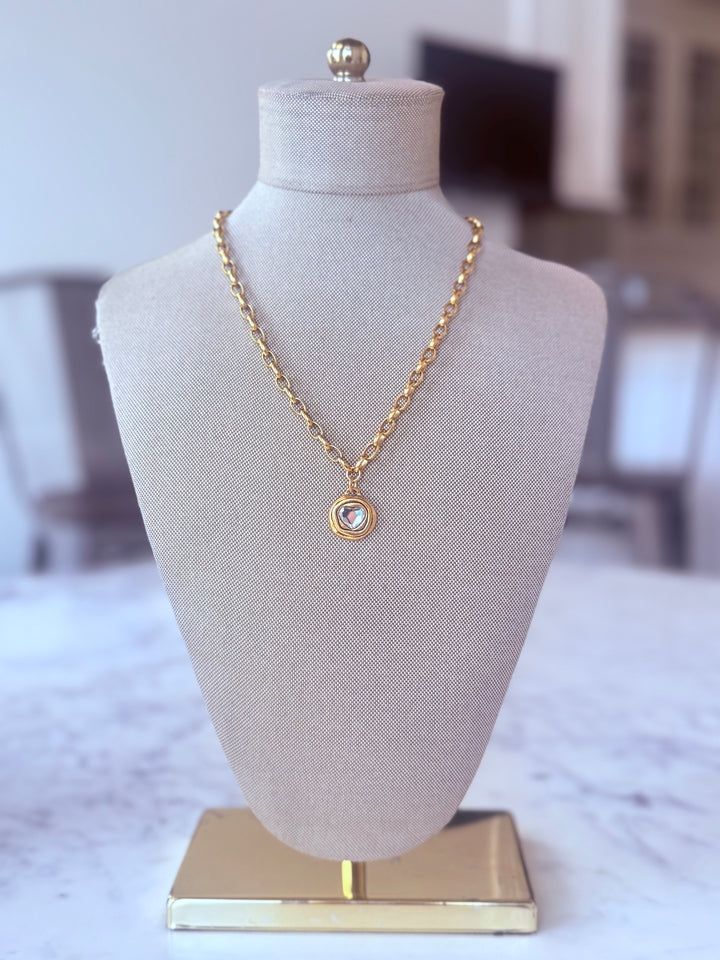 Erin Knight Gold Necklace w Swarovski Crystal Heart-Necklaces-Erin Knight Designs-Shop with Bloom West Boutique, Women's Fashion Boutique, Located in Houma, Louisiana