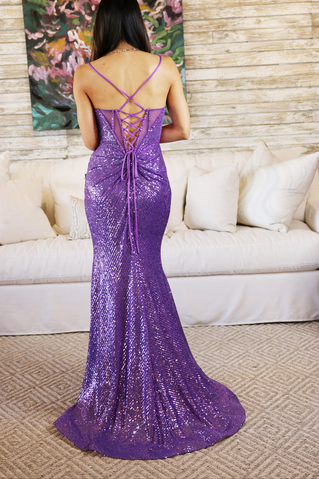 Bray Iridescent Sequin Corset Gown-Formal Gowns-17 young dress-Shop with Bloom West Boutique, Women's Fashion Boutique, Located in Houma, Louisiana