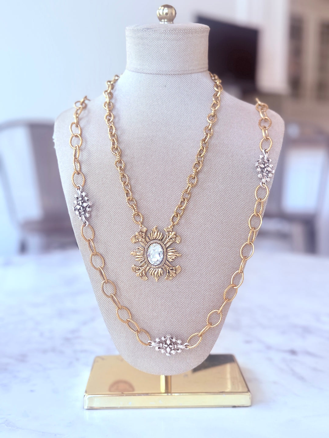 Erin Knight Mixed Metal Brooch Necklace-Necklaces-Erin Knight Designs-Shop with Bloom West Boutique, Women's Fashion Boutique, Located in Houma, Louisiana